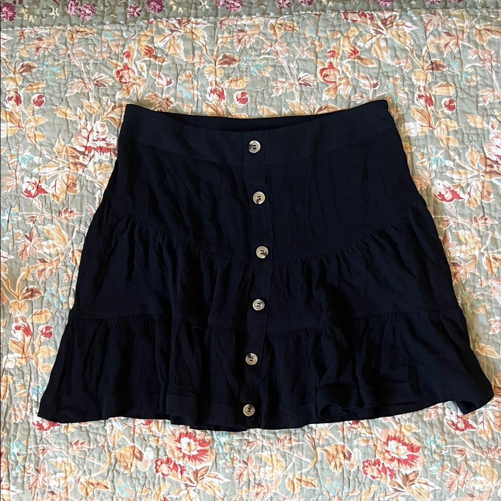 Final Touch Black Button-Front Mini Rayon Skirt M… - image 1